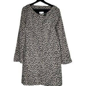 Vtg Spiegel Women's Long Jacket Coat 16 Brown Black Tan Leopard Print Button